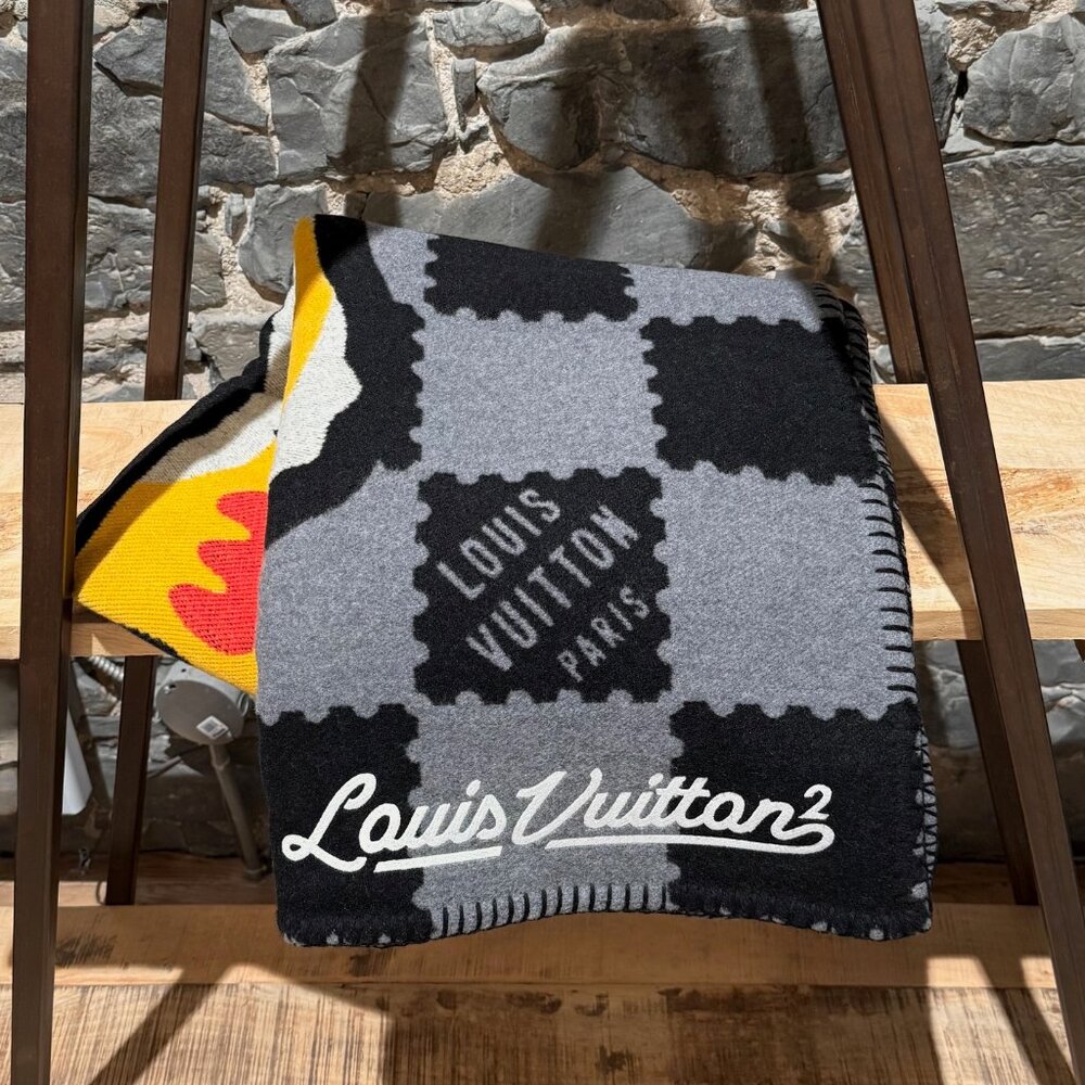 Louis Vuitton x Nigo LV Made Damier Tiger Wool Cashmere Throw Blanket